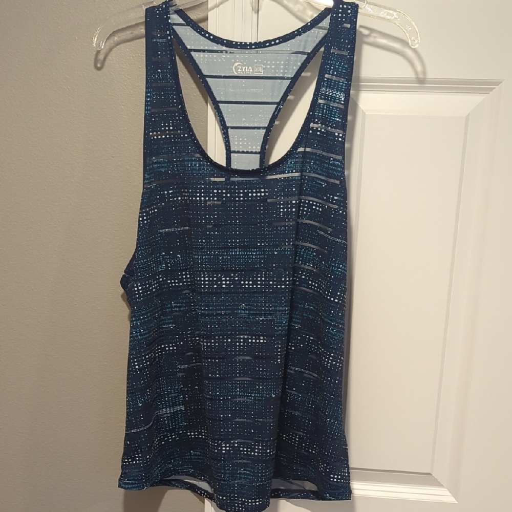 ZYIA Women's Navy and Teal Tank Top